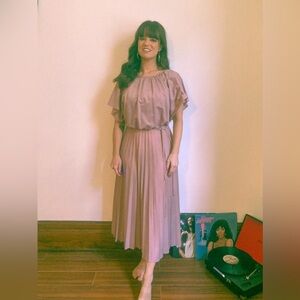 Vintage 1970s Dusty Rose MIDI Disco Dress